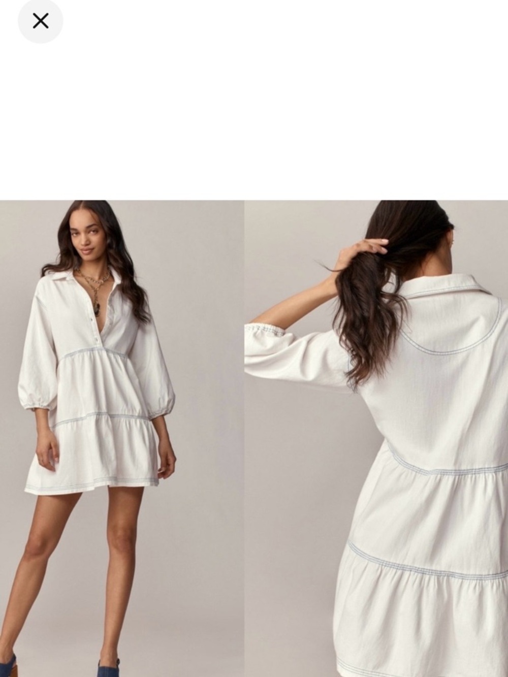 Lightweight White Tiered Shirt Dress